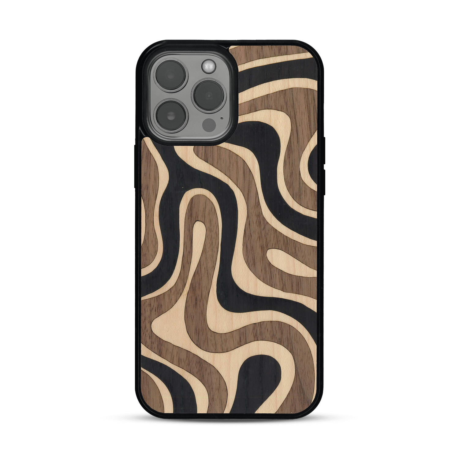 Coque de protection en bois véritable fabriquée en France pour  alliant plusieurs essences de bois pour représenter une ondulation