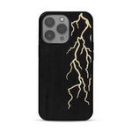 Coque de protection en bois véritable fabriquée en France pour  alliant plusieurs essences de bois pour représenter un éclair divin