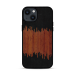 Coque de protection en bois véritable fabriquée en France pour  alliant plusieurs essences de bois pour représenter du magma en fusion
