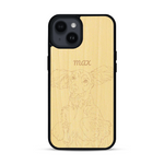 Coque de protection en bois véritable fabriquée en France pour  avec gravure personnalisée à partir d'une photo, d'une image, d'un logo, des initials ou d'une phrase