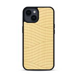 Coque de protection en bois véritable fabriquée en France pour  avec un motif moderne et minimaliste sur le thème waves et wavy représentant les vagues de l'océan