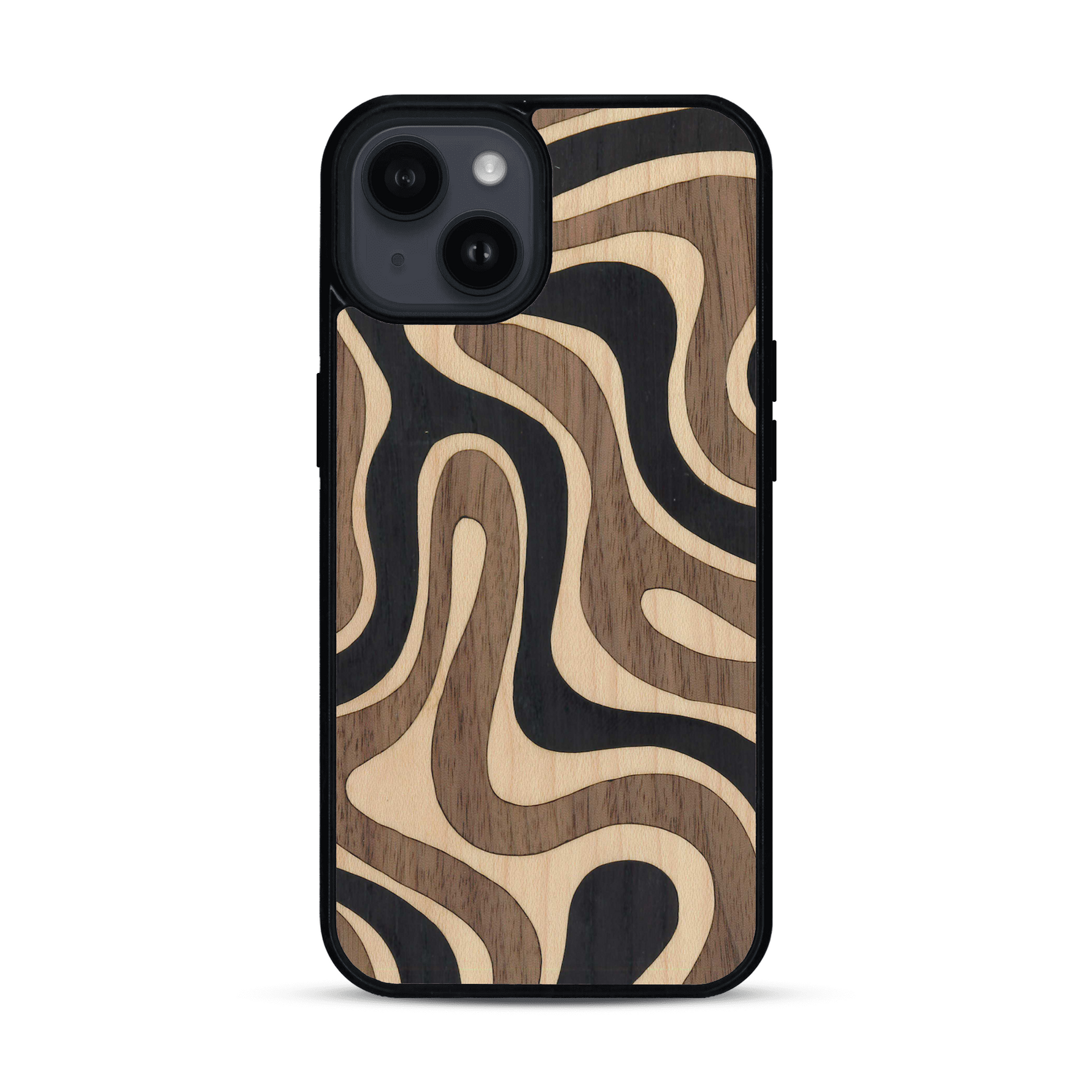 Coque de protection en bois véritable fabriquée en France pour  alliant plusieurs essences de bois pour représenter une ondulation