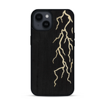 Coque de protection en bois véritable fabriquée en France pour  alliant plusieurs essences de bois pour représenter un éclair divin