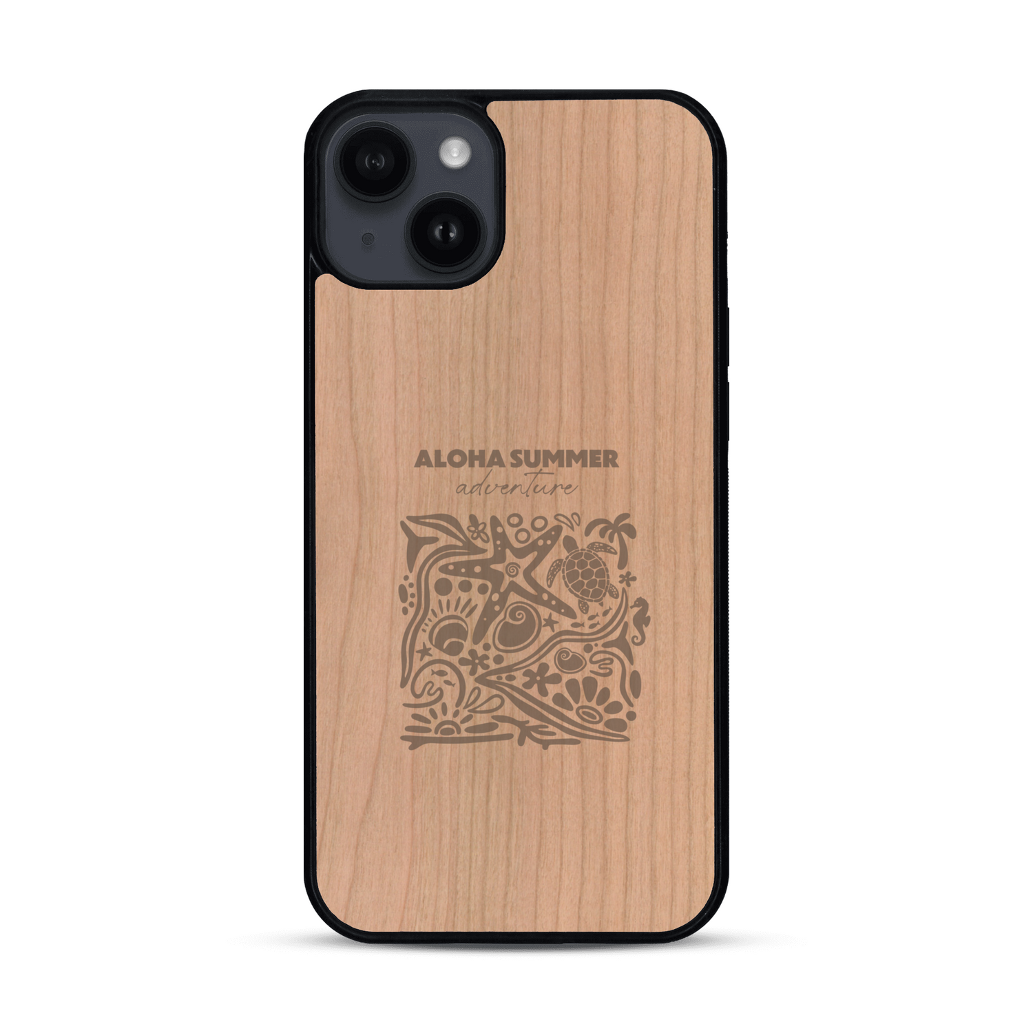 Coque de protection en bois véritable fabriquée en France pour  sur le thème de la plage, de l'été et vanlife.