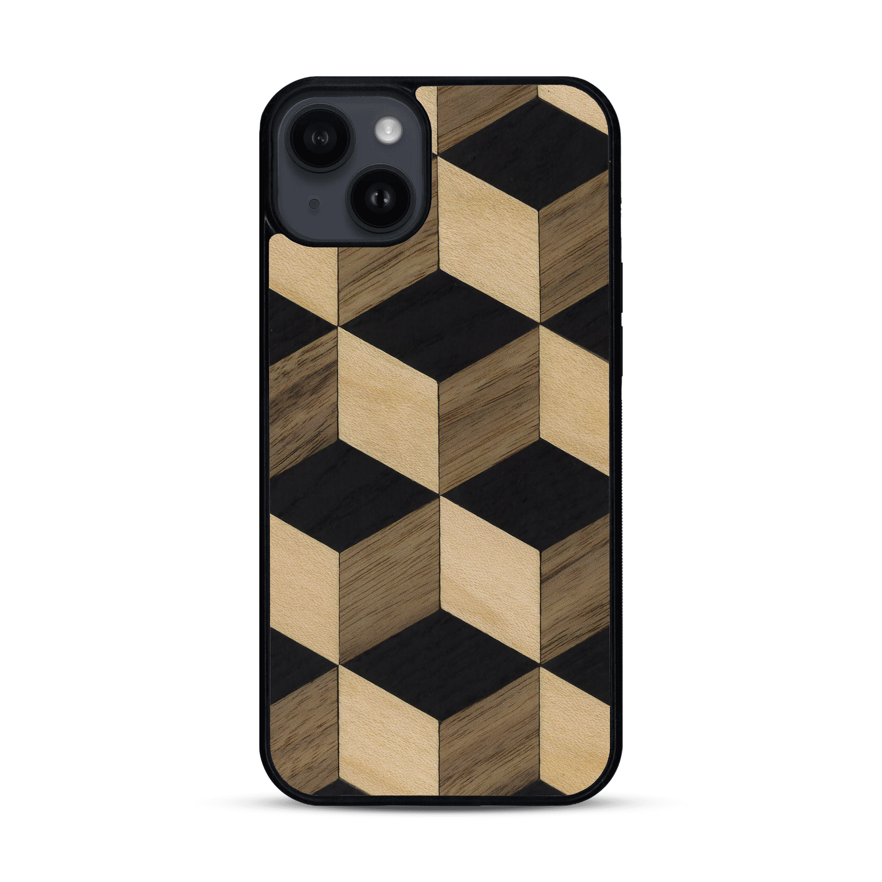 Coque de protection en bois véritable fabriquée en France pour  alliant plusieurs essences de bois pour représenter un classique intemporel de la marqueterie