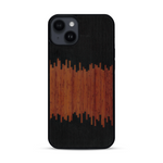 Coque de protection en bois véritable fabriquée en France pour  alliant plusieurs essences de bois pour représenter du magma en fusion