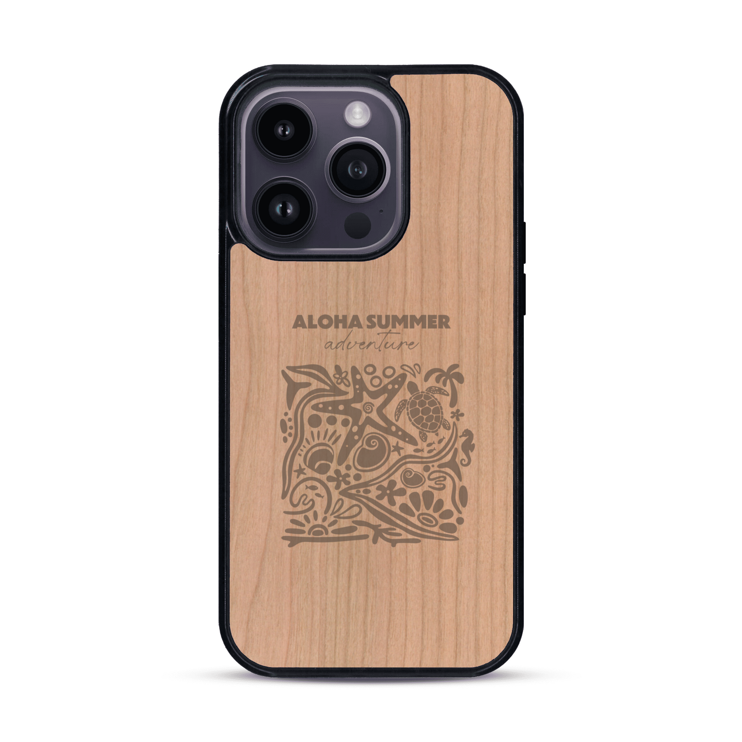 Coque de protection en bois véritable fabriquée en France pour  sur le thème de la plage, de l'été et vanlife.
