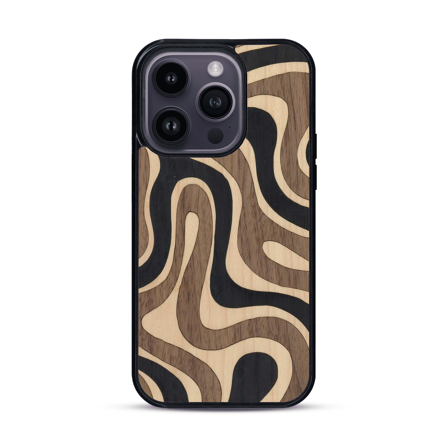 Coque de protection en bois véritable fabriquée en France pour  alliant plusieurs essences de bois pour représenter une ondulation