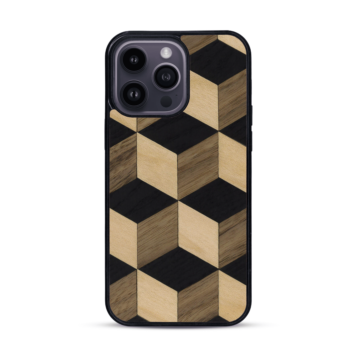 Coque de protection en bois véritable fabriquée en France pour  alliant plusieurs essences de bois pour représenter un classique intemporel de la marqueterie