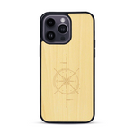 Coque de protection en bois véritable fabriquée en France pour  avec une gravure "rose des vents" sur le thème nautique et de l'océan qui s'inspire des boussoles de pirate