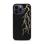 Coque de protection en bois véritable fabriquée en France pour  alliant plusieurs essences de bois pour représenter un éclair divin