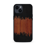 Coque de protection en bois véritable fabriquée en France pour  alliant plusieurs essences de bois pour représenter du magma en fusion