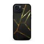Coque de protection en bois véritable fabriquée en France pour  alliant plusieurs essences de bois pour représenter des fragments design