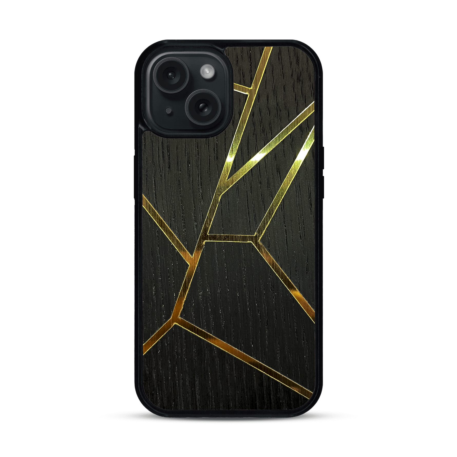 Coque de protection en bois véritable fabriquée en France pour  alliant plusieurs essences de bois pour représenter des fragments design
