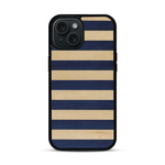 Coque de protection en bois véritable fabriquée en France pour  alliant plusieurs essences de bois pour représenter une marinière