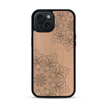Coque de protection en bois véritable fabriquée en France pour  sur le thème de la bohème et du tatouage au henné avec une gravure représentant un mandala