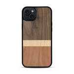 Coque de protection en bois véritable fabriquée en France pour  alliant des bandes horizontales de bambou, merisier et noyer
