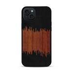Coque de protection en bois véritable fabriquée en France pour  alliant plusieurs essences de bois pour représenter du magma en fusion