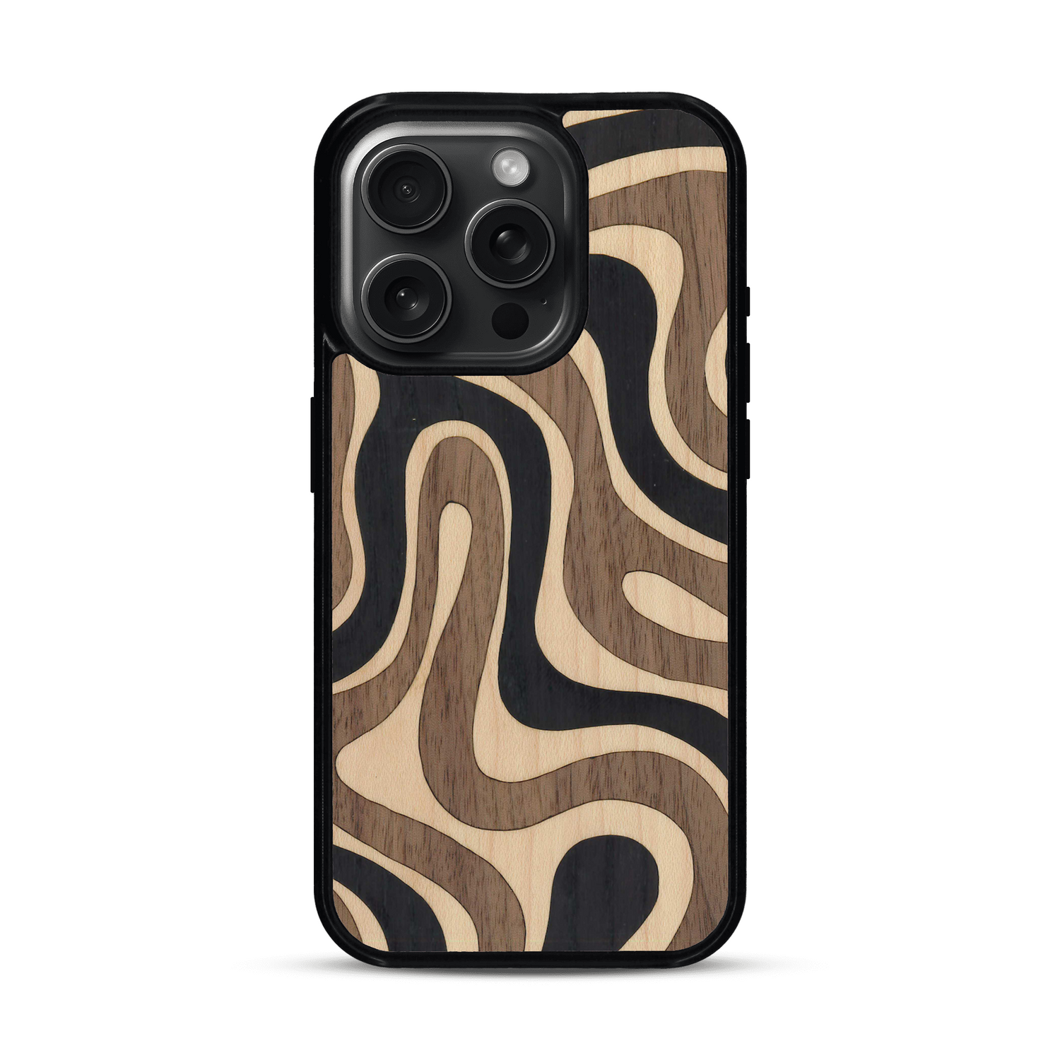 Coque de protection en bois véritable fabriquée en France pour  alliant plusieurs essences de bois pour représenter une ondulation