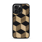 Coque de protection en bois véritable fabriquée en France pour  alliant plusieurs essences de bois pour représenter un classique intemporel de la marqueterie