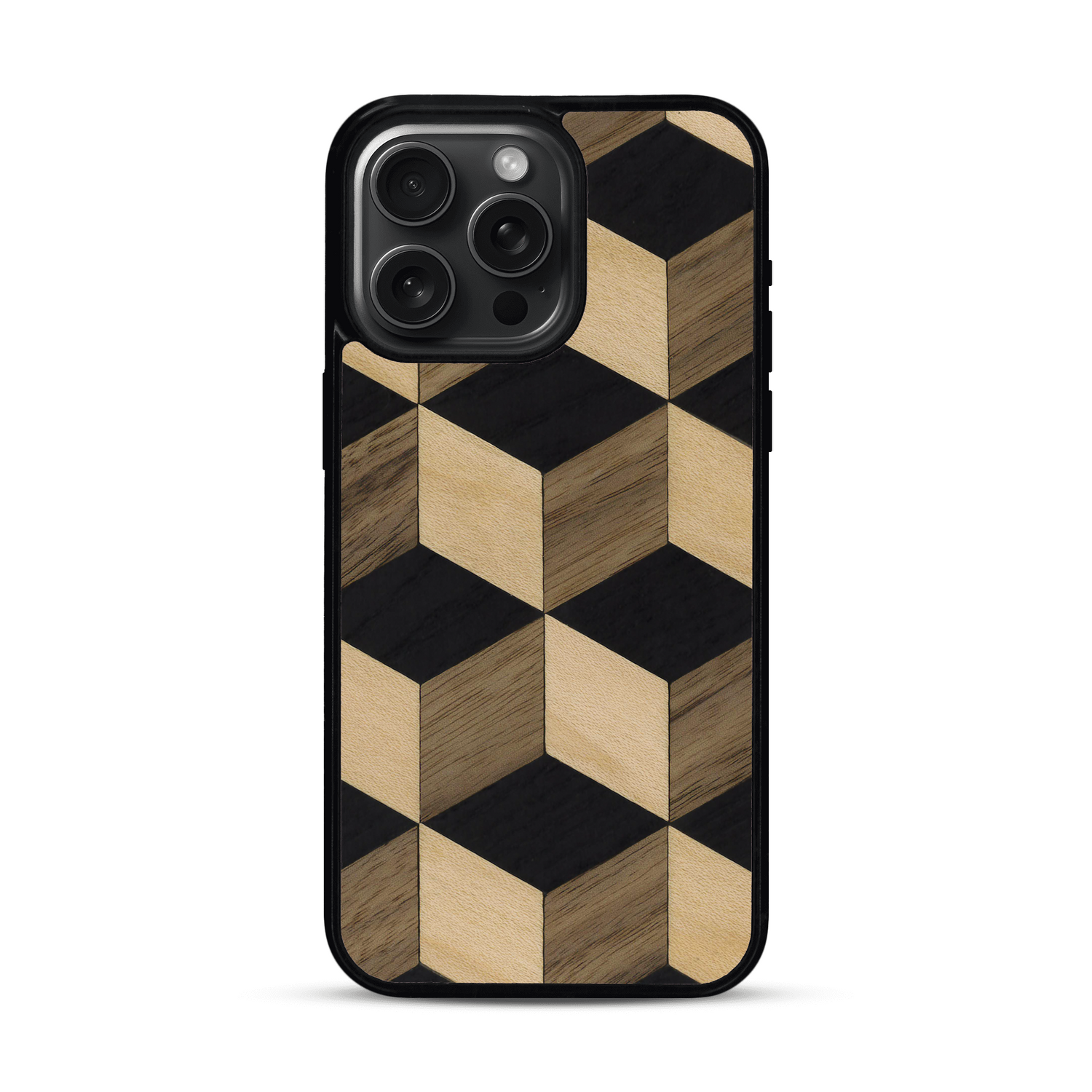 Coque de protection en bois véritable fabriquée en France pour  alliant plusieurs essences de bois pour représenter un classique intemporel de la marqueterie