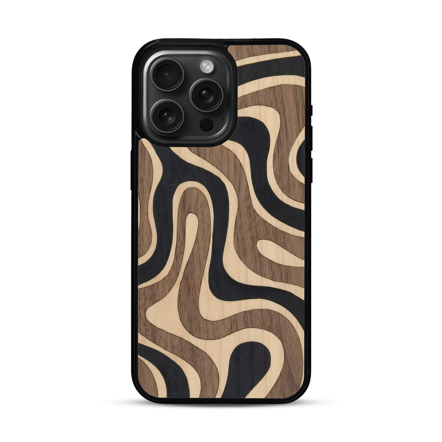 Coque de protection en bois véritable fabriquée en France pour  alliant plusieurs essences de bois pour représenter une ondulation