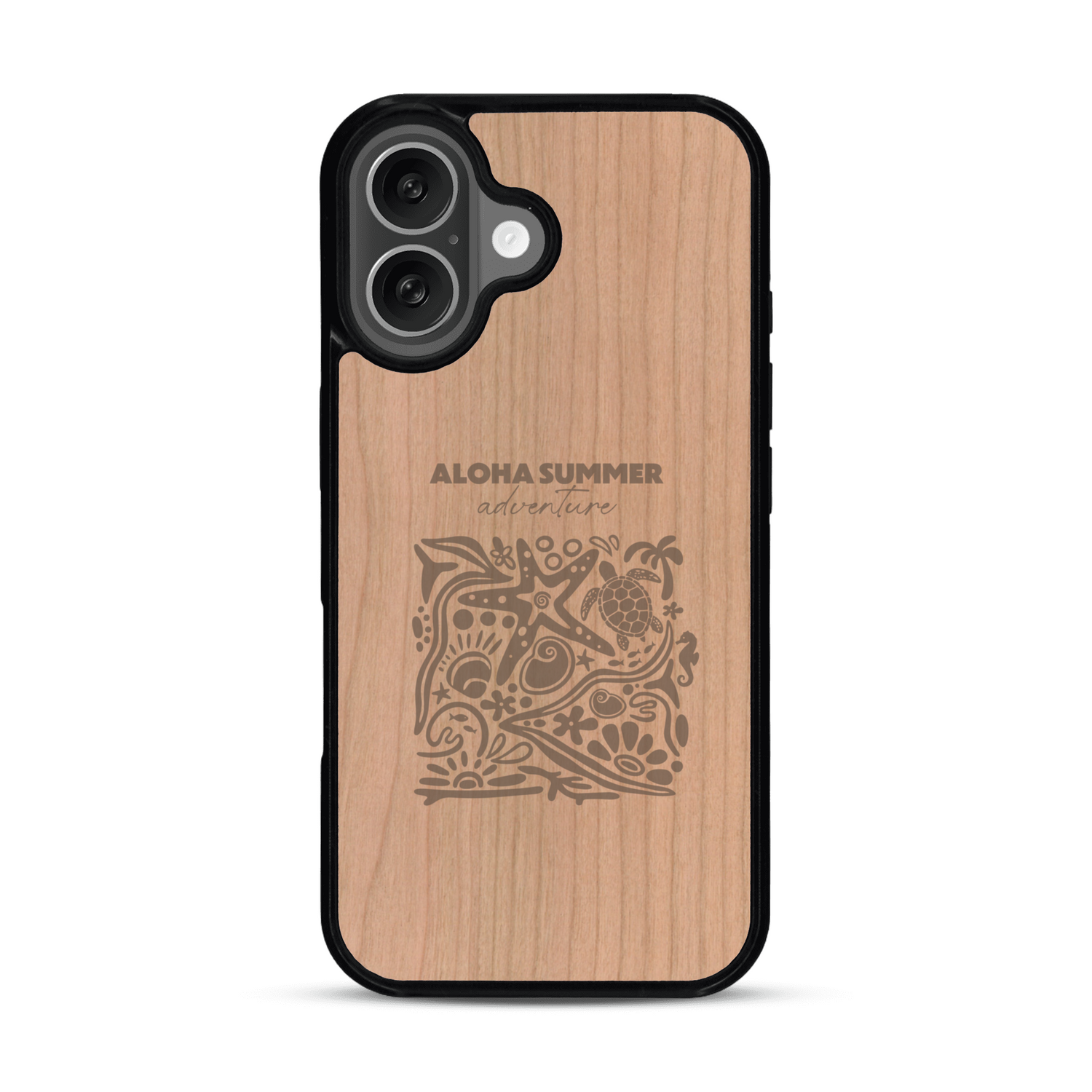 Coque de protection en bois véritable fabriquée en France pour  sur le thème de la plage, de l'été et vanlife.