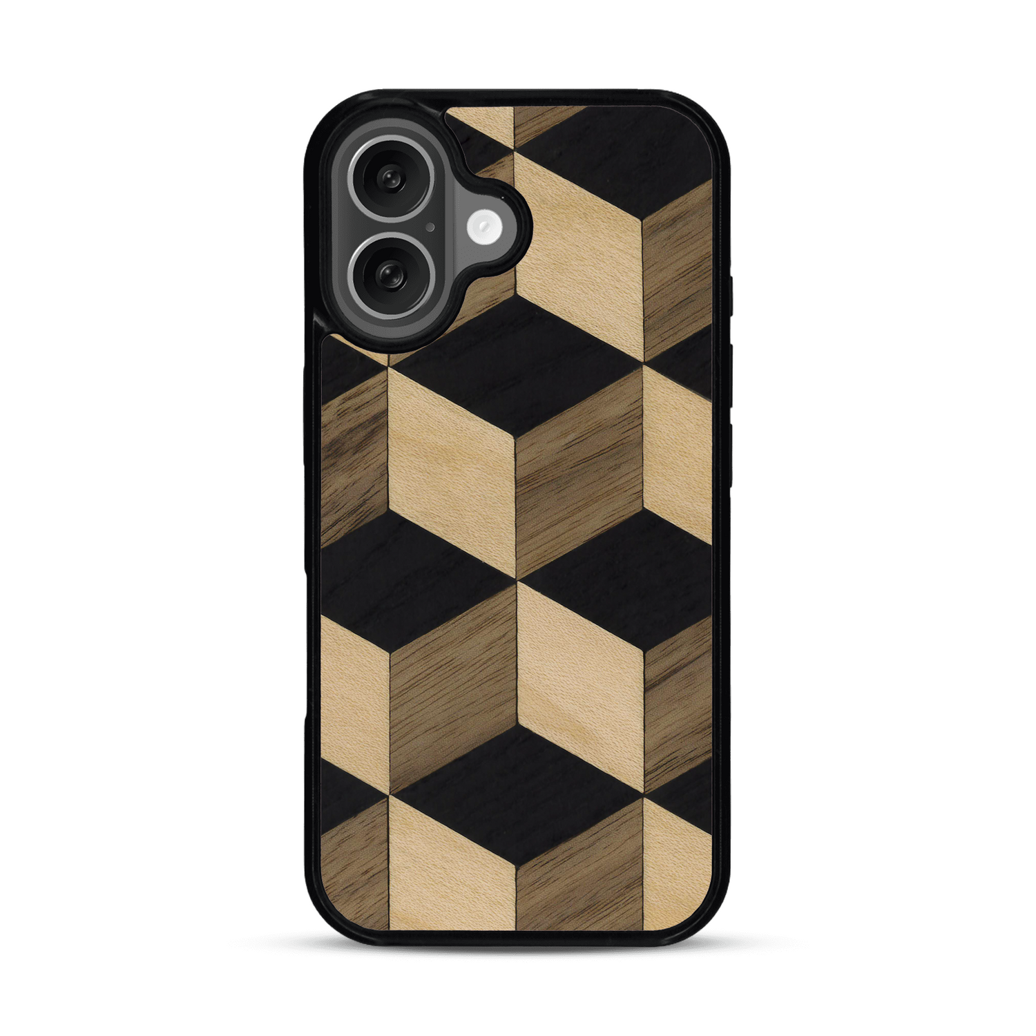 Coque de protection en bois véritable fabriquée en France pour  alliant plusieurs essences de bois pour représenter un classique intemporel de la marqueterie