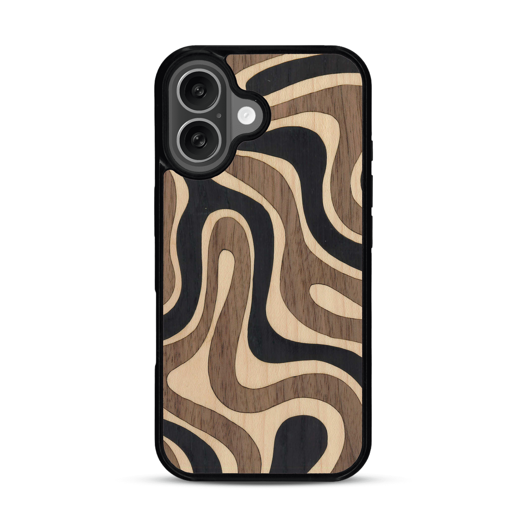 Coque de protection en bois véritable fabriquée en France pour  alliant plusieurs essences de bois pour représenter une ondulation
