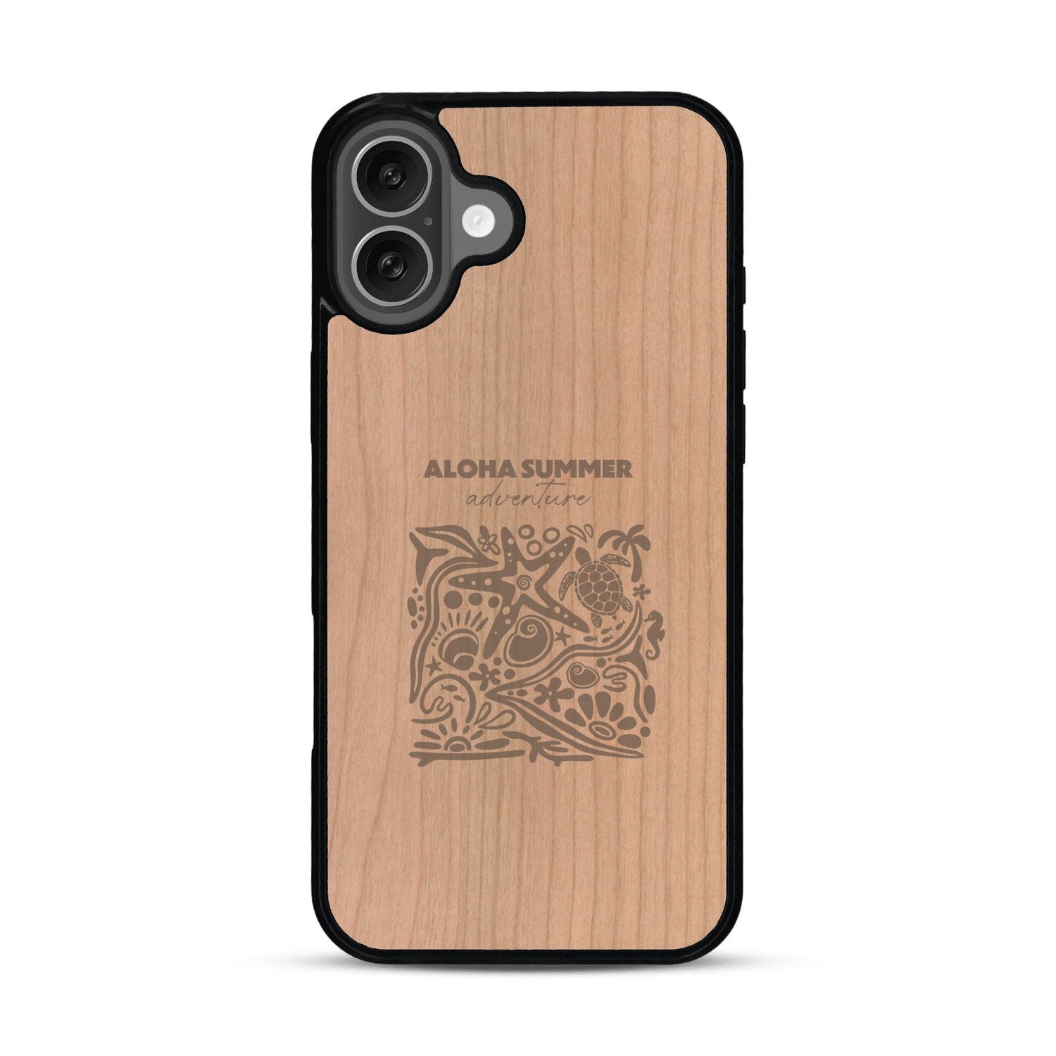 Coque de protection en bois véritable fabriquée en France pour  sur le thème de la plage, de l'été et vanlife.