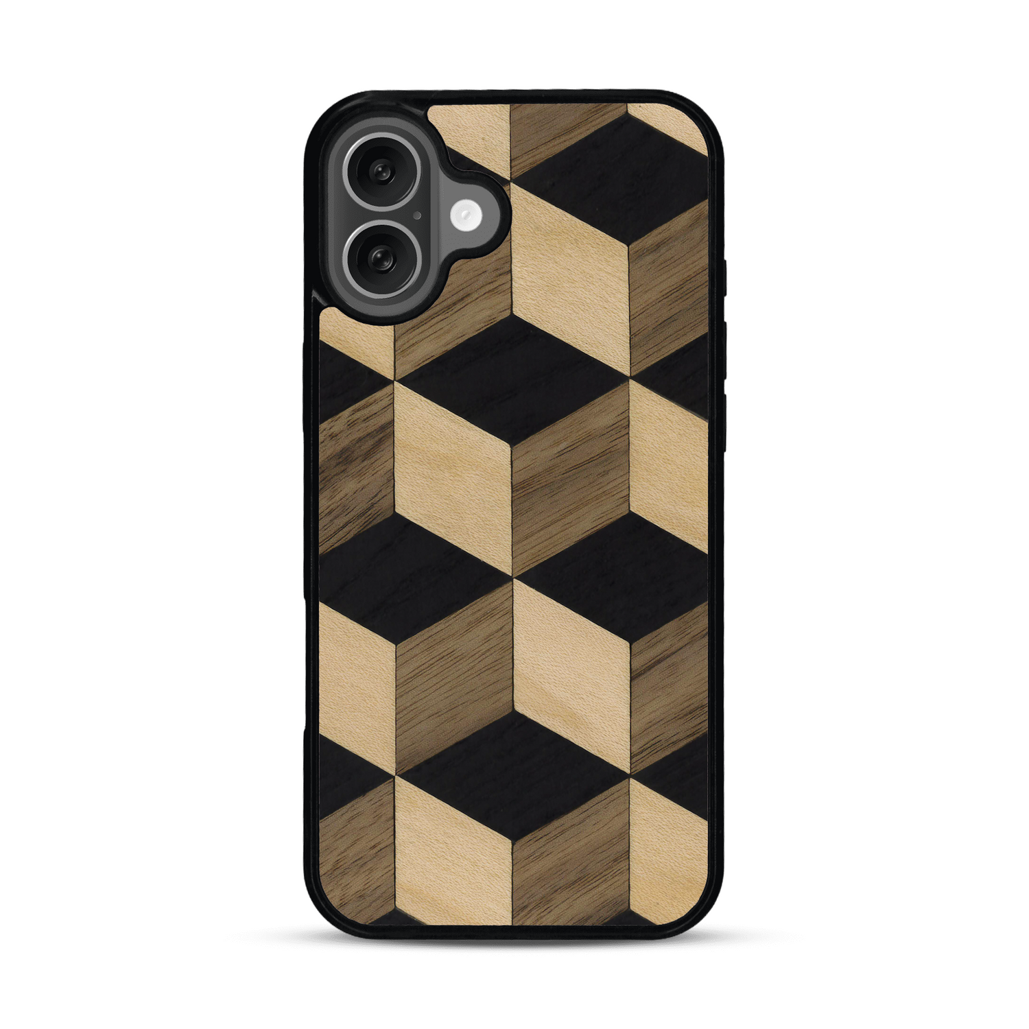 Coque de protection en bois véritable fabriquée en France pour  alliant plusieurs essences de bois pour représenter un classique intemporel de la marqueterie