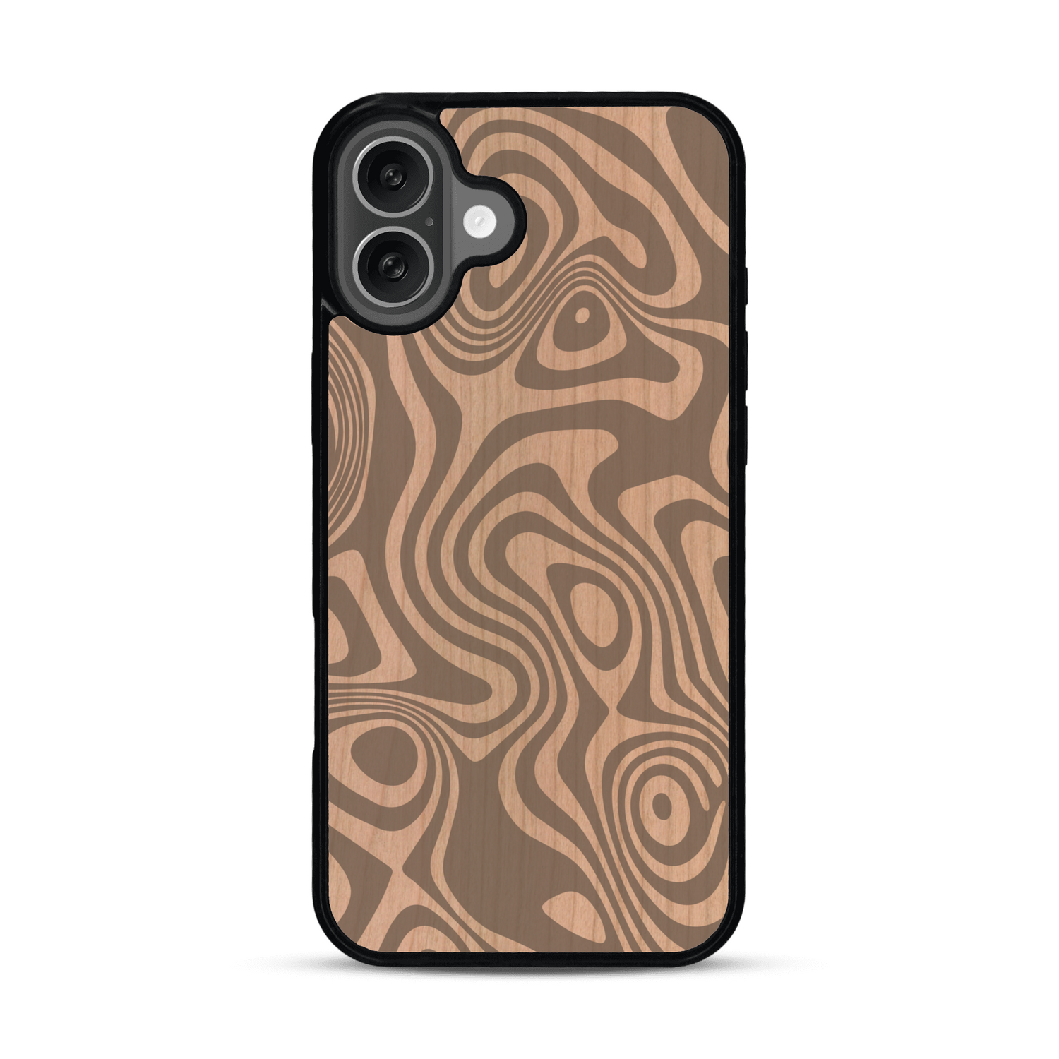 Coque de protection en bois véritable fabriquée en France pour  avec un motif abstrait représentant les mouvements de l'eau