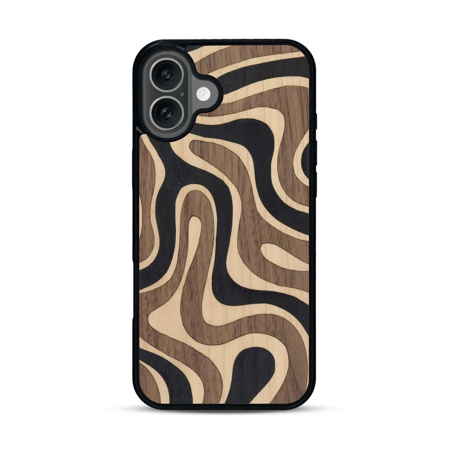 Coque de protection en bois véritable fabriquée en France pour  alliant plusieurs essences de bois pour représenter une ondulation