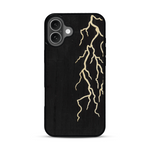 Coque de protection en bois véritable fabriquée en France pour  alliant plusieurs essences de bois pour représenter un éclair divin