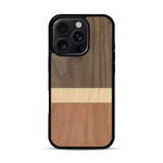 Coque de protection en bois véritable fabriquée en France pour  alliant des bandes horizontales de bambou, merisier et noyer