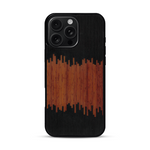 Coque de protection en bois véritable fabriquée en France pour  alliant plusieurs essences de bois pour représenter du magma en fusion