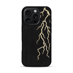 Coque de protection en bois véritable fabriquée en France pour  alliant plusieurs essences de bois pour représenter un éclair divin