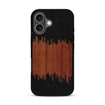 Coque de protection en bois véritable fabriquée en France pour  alliant plusieurs essences de bois pour représenter du magma en fusion