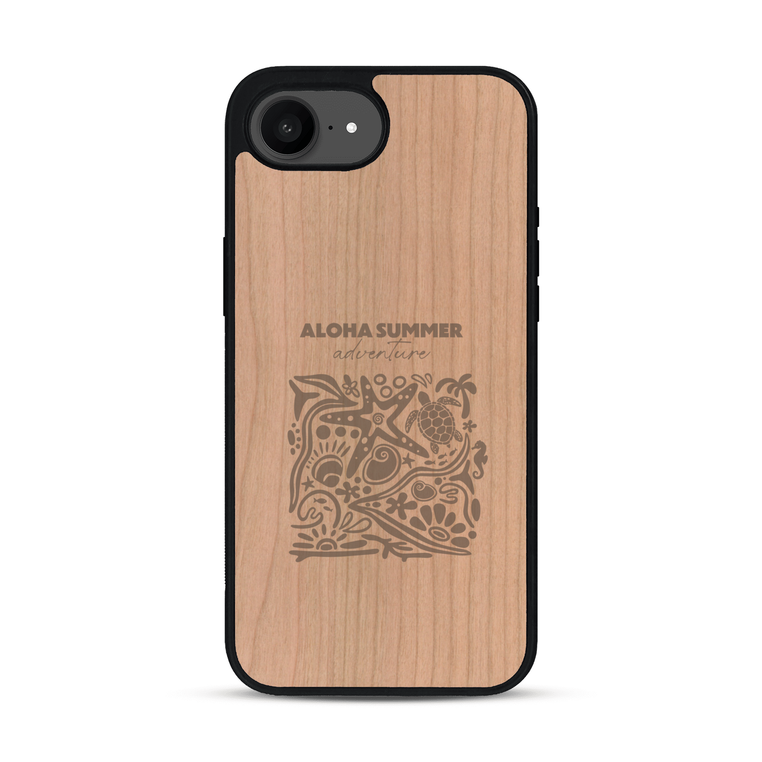 Coque de protection en bois véritable fabriquée en France pour  sur le thème de la plage, de l'été et vanlife.