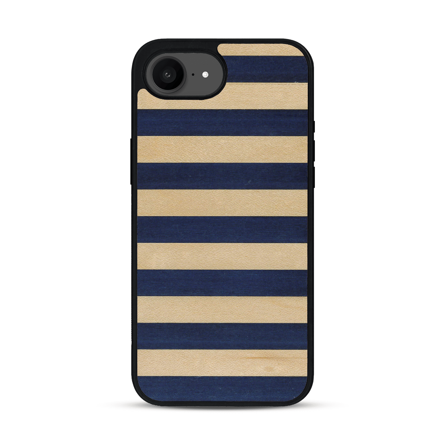 Coque de protection en bois véritable fabriquée en France pour  alliant plusieurs essences de bois pour représenter une marinière