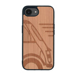 Coque de protection en bois véritable fabriquée en France pour iPhone 16e sur le thème de l'automobile avec une authentique Mini Cooper