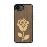 Coque de protection en bois véritable fabriquée en France pour  alliant plusieurs essences de bois pour représenter une rose