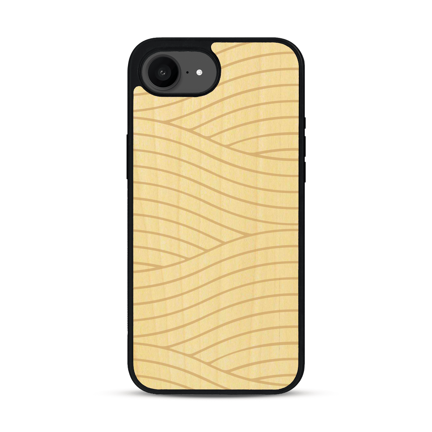 Coque de protection en bois véritable fabriquée en France pour  avec un motif moderne et minimaliste sur le thème waves et wavy représentant les vagues de l'océan