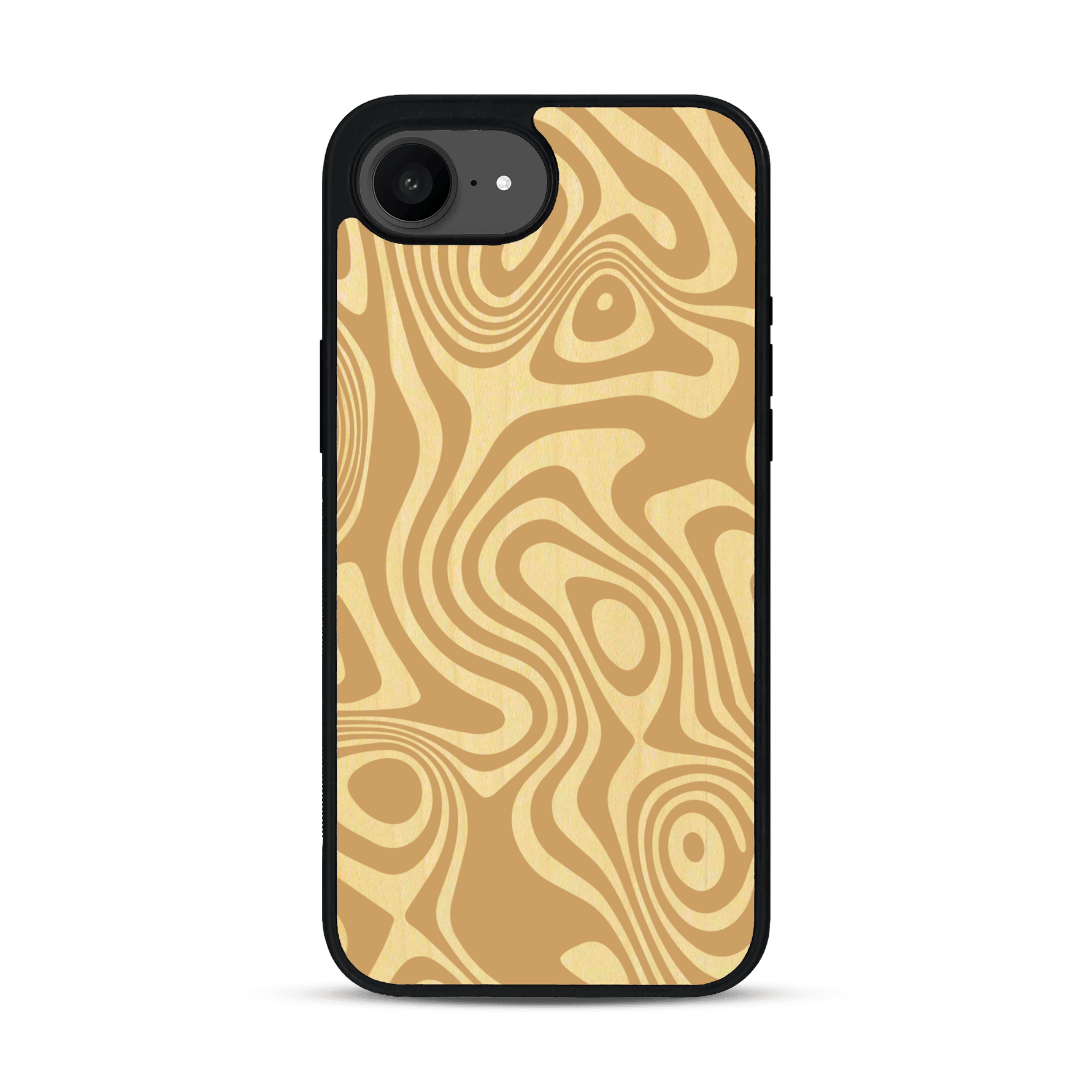 Coque de protection en bois véritable fabriquée en France pour  avec un motif abstrait représentant les mouvements de l'eau