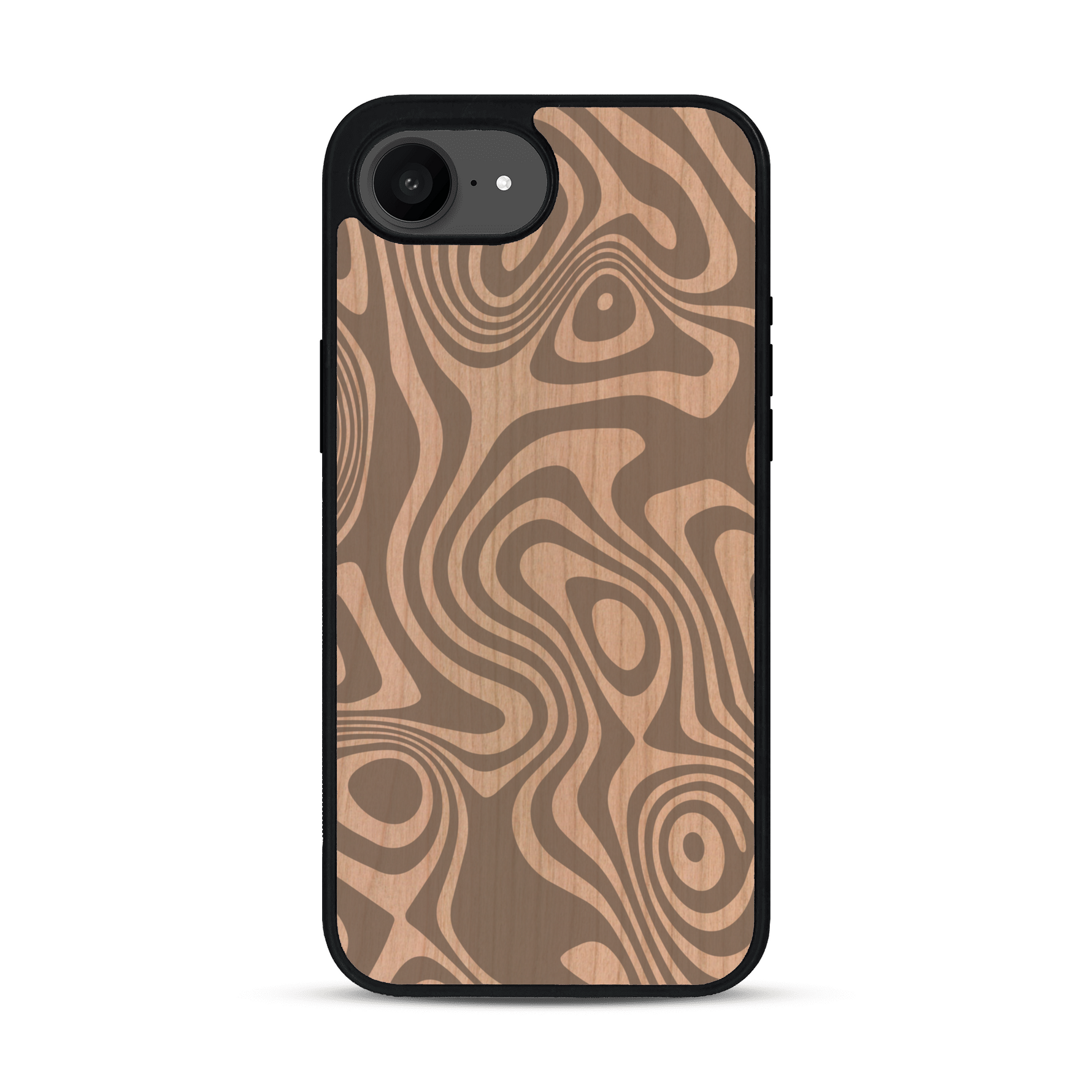 Coque de protection en bois véritable fabriquée en France pour  avec un motif abstrait représentant les mouvements de l'eau