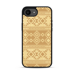 Coque de protection en bois véritable fabriquée en France pour  avec des motifs géométriques s'inspirant des temples aztèques, mayas et incas