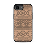 Coque de protection en bois véritable fabriquée en France pour  avec des motifs géométriques s'inspirant des temples aztèques, mayas et incas