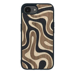 Coque de protection en bois véritable fabriquée en France pour iPhone 16e alliant plusieurs essences de bois pour représenter une ondulation