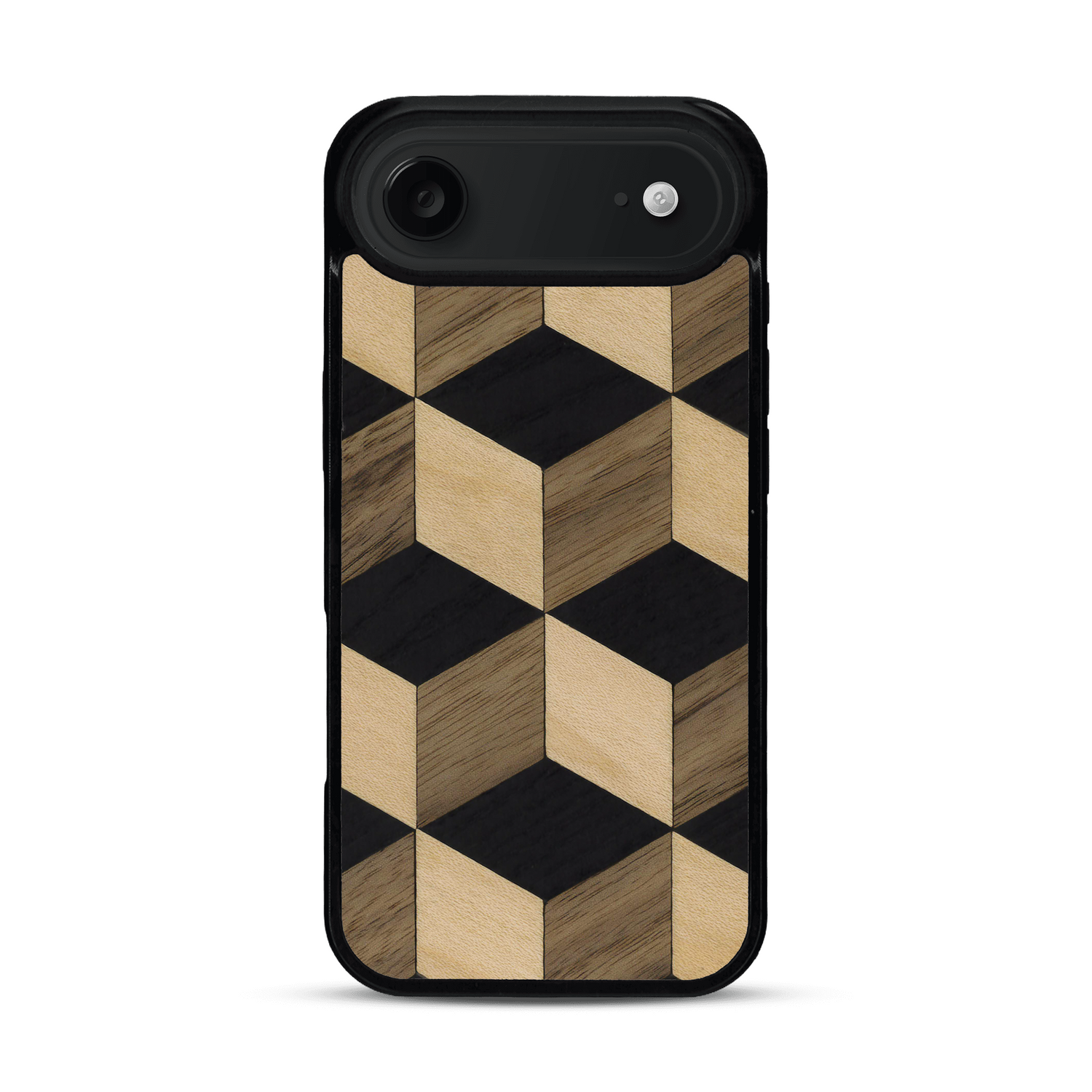 Coque de protection en bois véritable fabriquée en France pour  alliant plusieurs essences de bois pour représenter un classique intemporel de la marqueterie