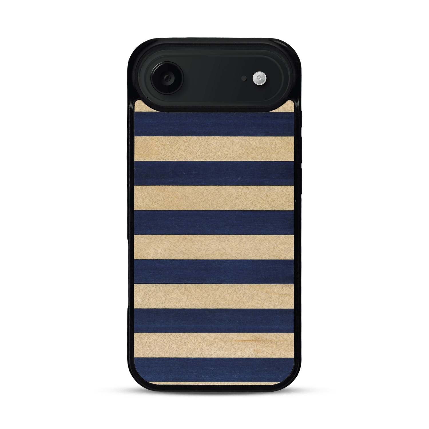 Coque de protection en bois véritable fabriquée en France pour  alliant plusieurs essences de bois pour représenter une marinière